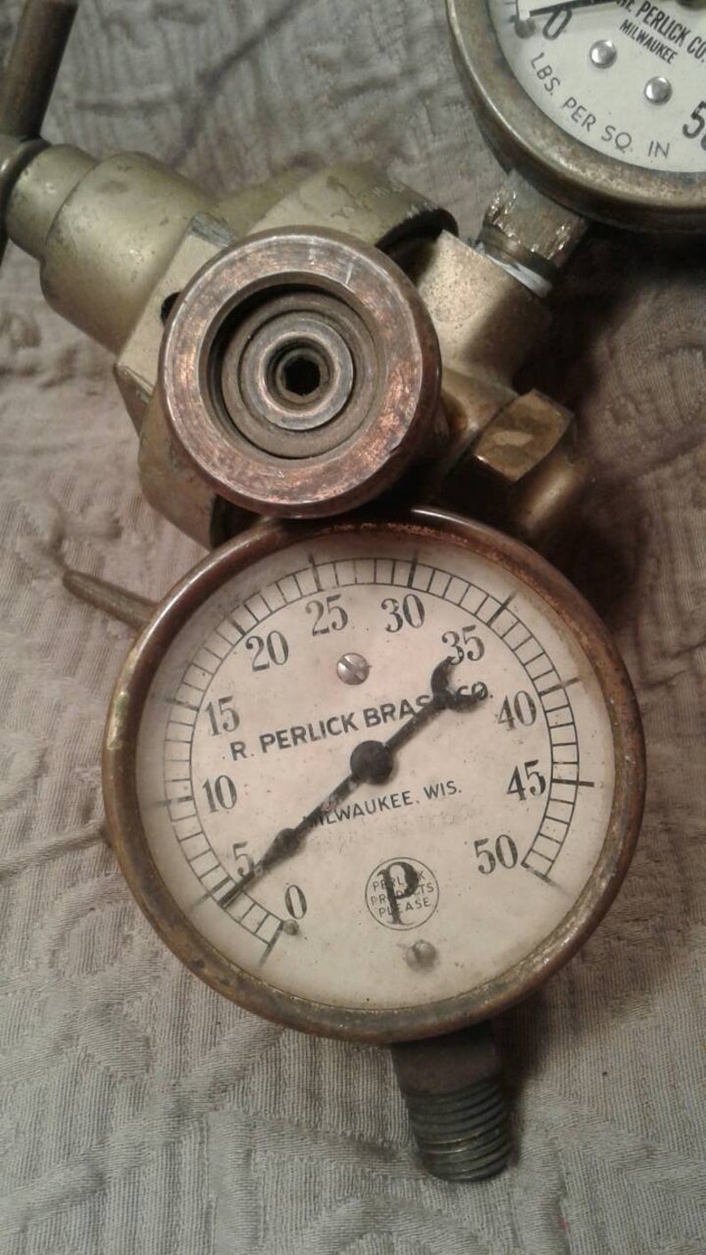 Antique Brewery Gauges Antique Brass Antique Gauge Steam punk Vintage Gauges Perlick Brass Company Milwaukee Wisconsin