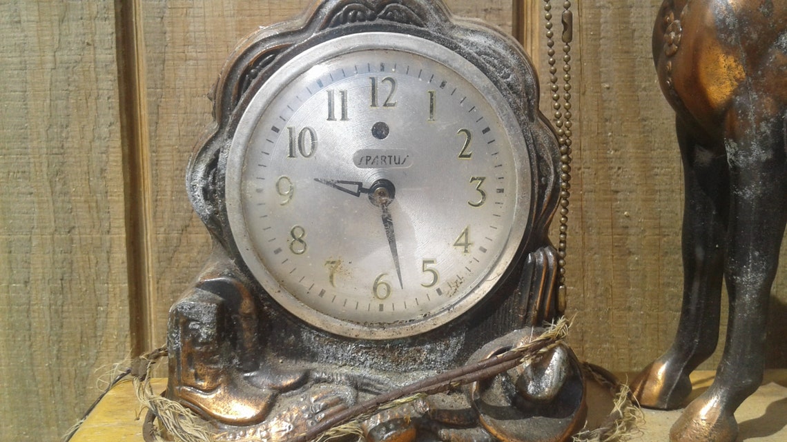 Vintage Horse Clock Antique Barn find Farm Rustic Cowboy Etsy