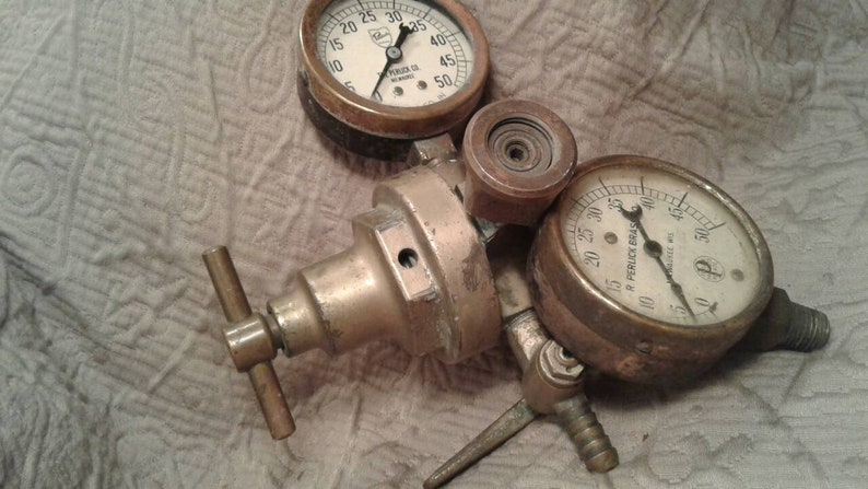 Antique Brewery Gauges Antique Brass Antique Gauge Steam punk Vintage Gauges Perlick Brass Company Milwaukee Wisconsin