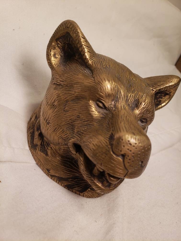 Antique Brass Bear Inkwell Antique Bear Statue Antique Inkwell Etsy