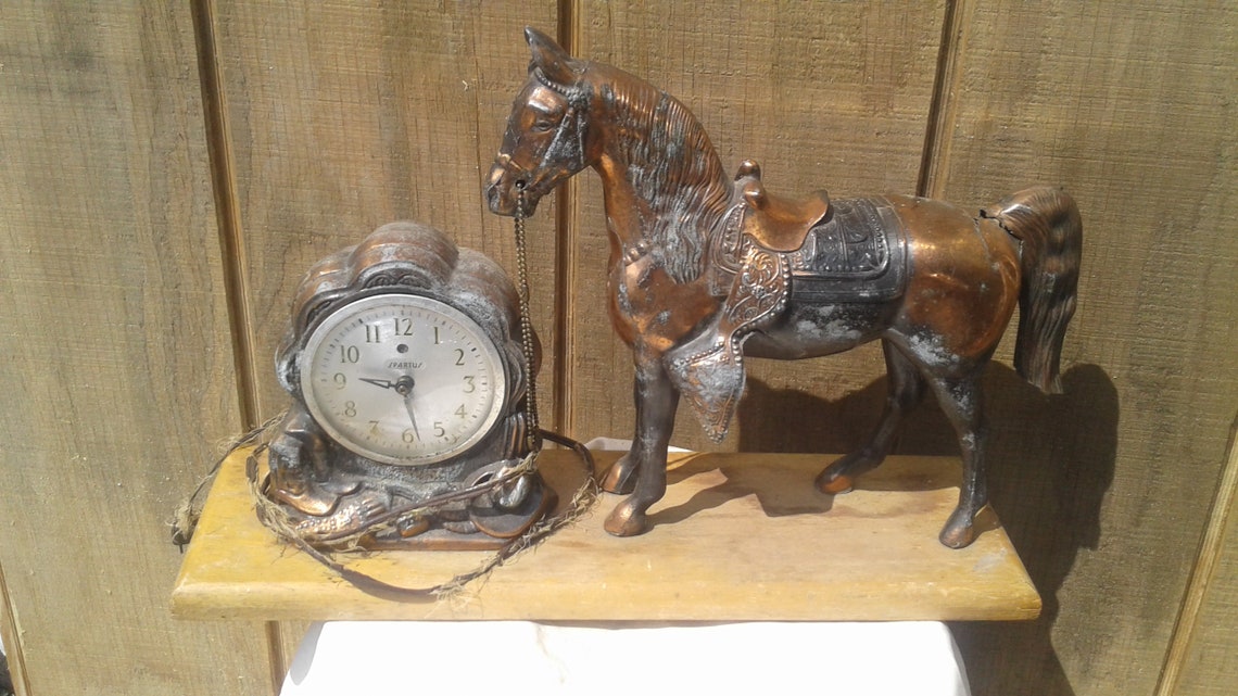 Vintage Horse Clock Antique Barn find Farm Rustic Cowboy Etsy