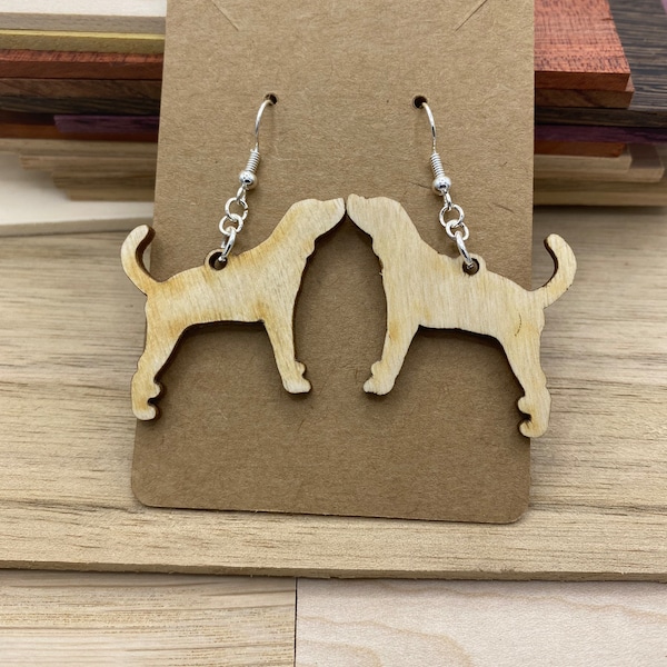 Wooden Plott Hound Earrings - laser cut