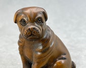 Hand carved Boxwood netsuke Labrador retriever, year of dog, lucky dog charm, wood charm of dog, boxwood dog netsuke, signed by artist