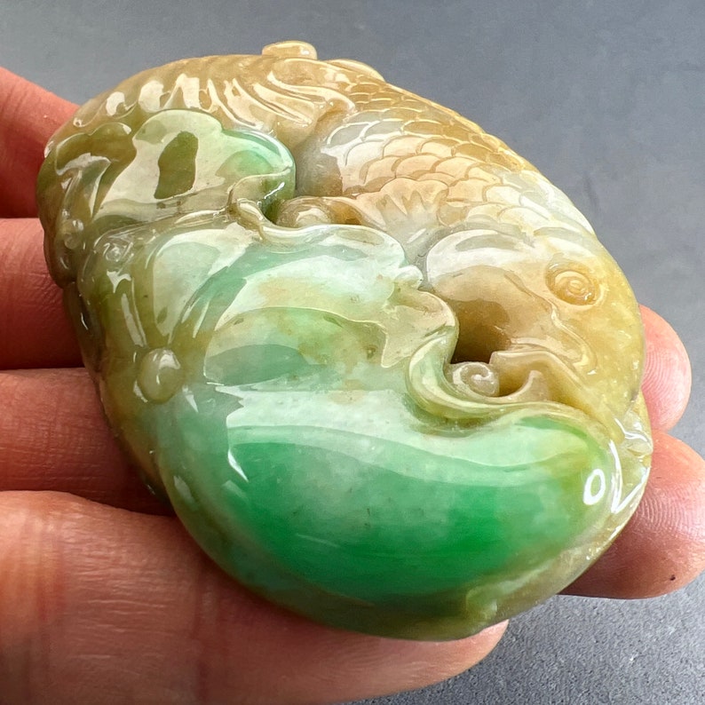 Jadeite Carving: Natural Jade Carving of a Koi Fish Swimming - Etsy