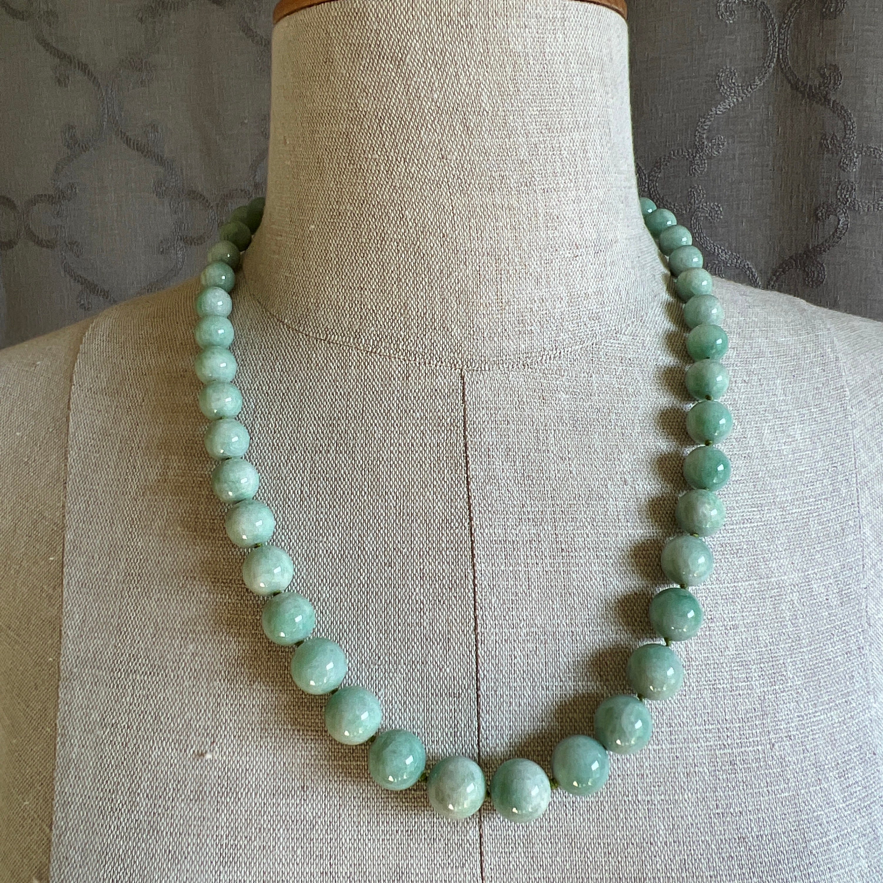 Collana In Giada Naturale Verde Chiaro Con Perline A Riso – Chiusura Argentata – Lunghezza 45cm (5x8mm) - Foto 2