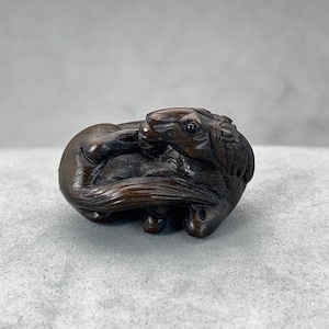 Hand carved teakwood ojime of horse, ironwood horse bead, dark wood  horse charm, zodiac horse  year of the horse, signed by carver