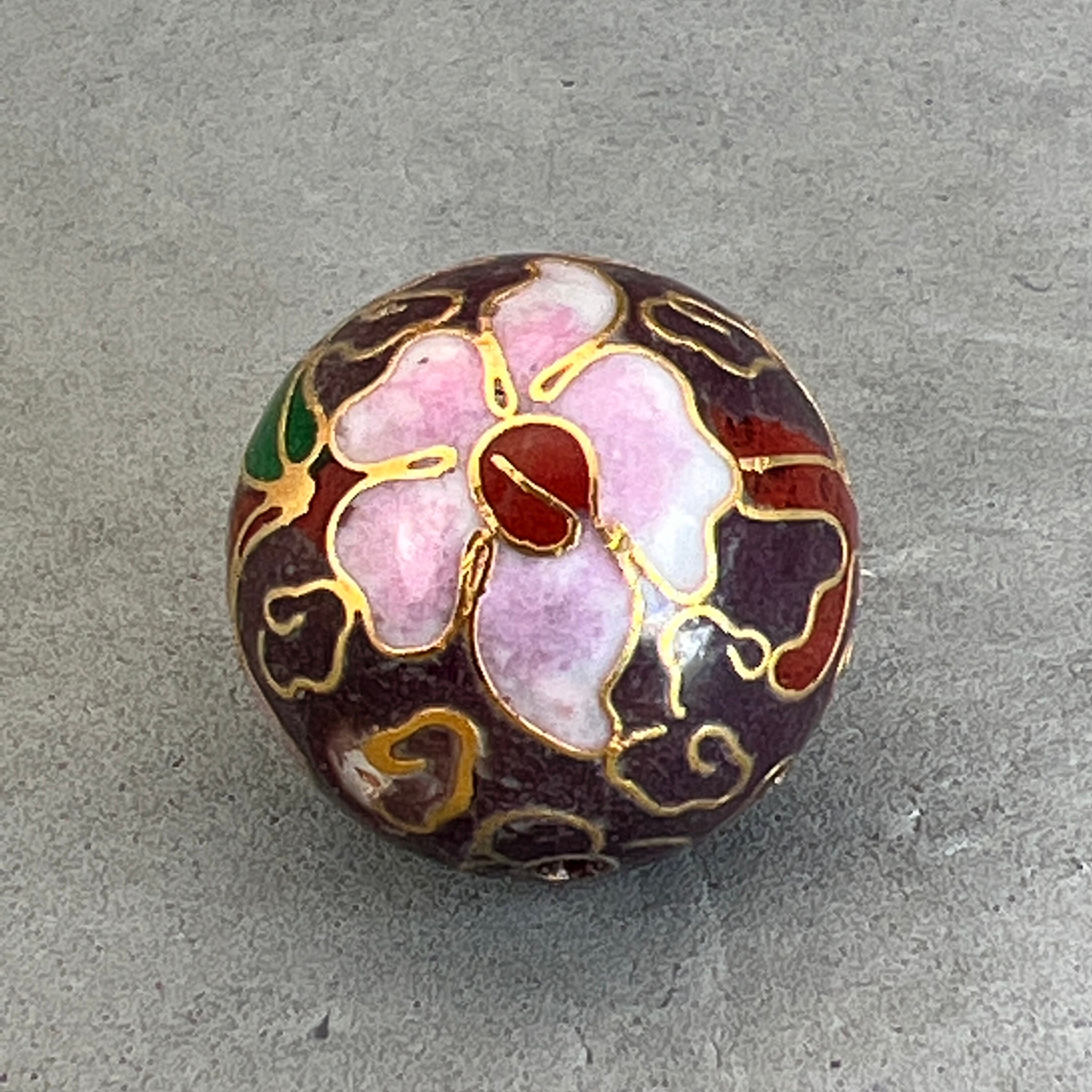 Vintage Cloisonné Beads: One Bead of 14mm Extra Fine