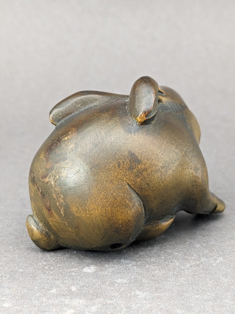 Boxwood Rabbit Hand Carved Boxwood Netsuke of Rabbits, Year of Hare, Rabbit Charm ...
