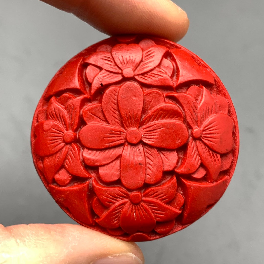 クラシック Vintage One(1) Cinnabar Hand Beads, Cinnabar Red Beads, アンティーク雑貨