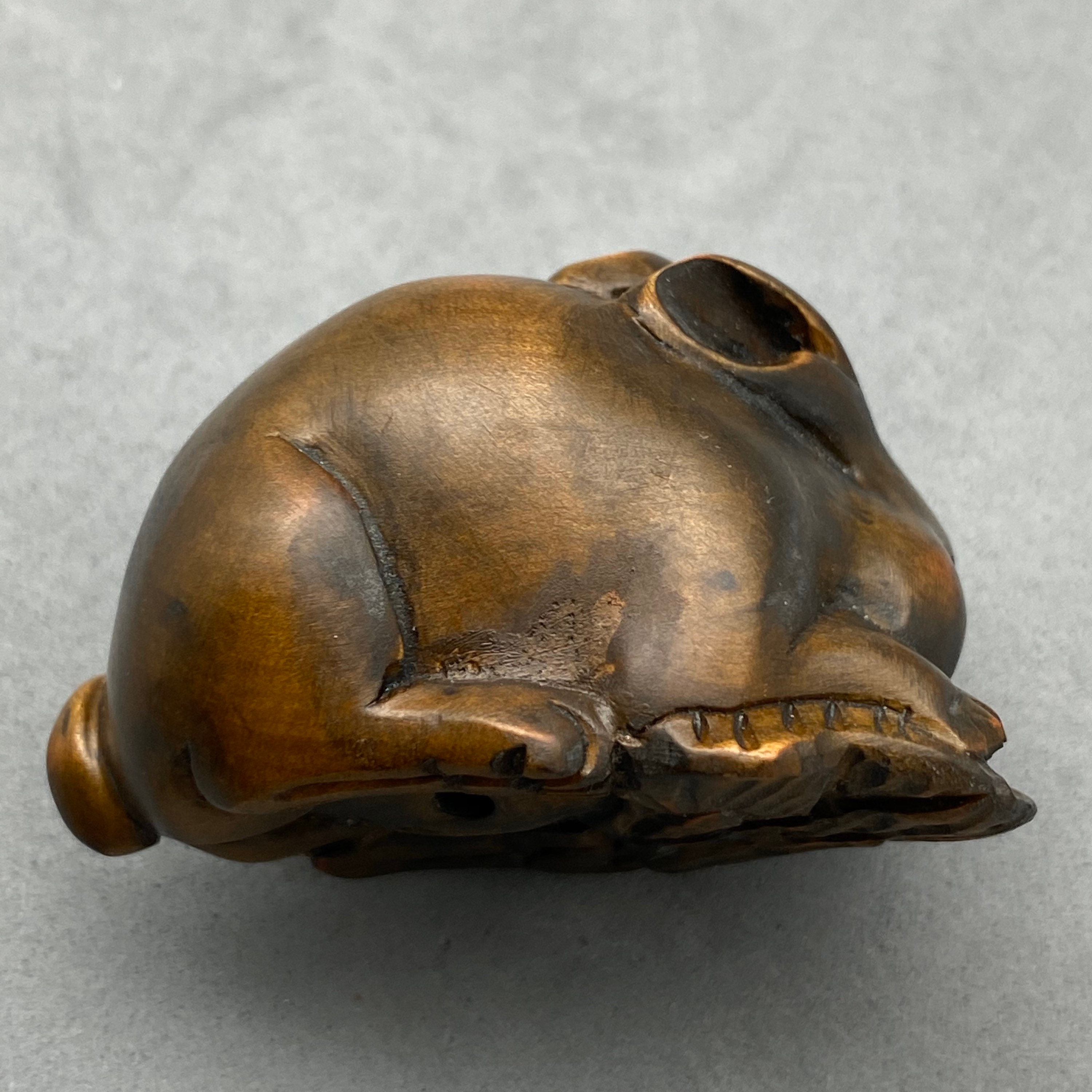 Hand Carved Boxwood Netsuke of Rabbits, Year of Hare, Rabbit Charm ...