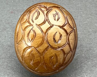 Jade carving: One hand carved burnt jade bead of a turtle, soft jade carving of a turtle shell, symbol of longevity and prosperity, vintage