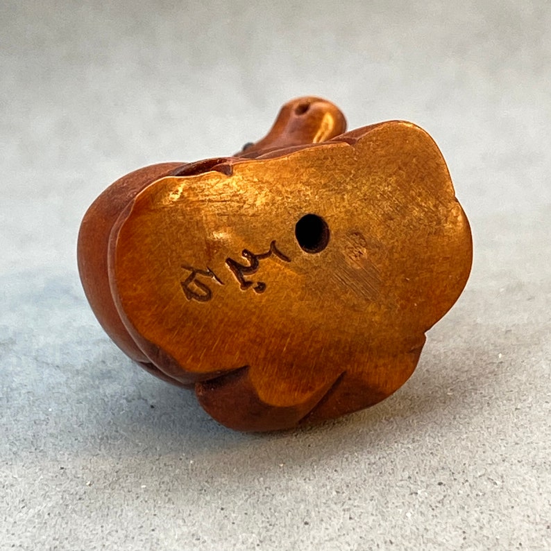 ox Boxwood ojime: hand carved boxwood ojime ox bead cow charm sustainable material signed year of the ox finely carved wood ox charm