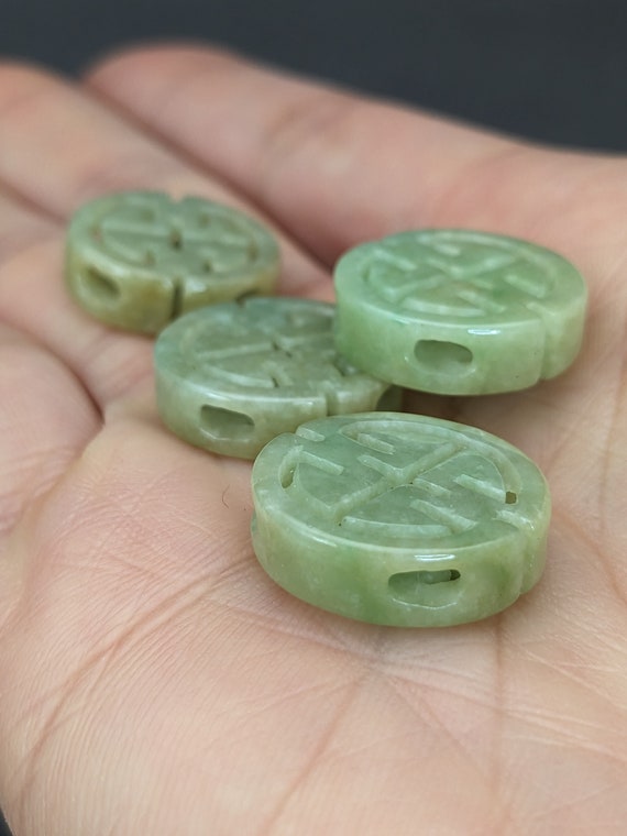 Hand carved jade charm: money coin, a symbol of h… - image 3