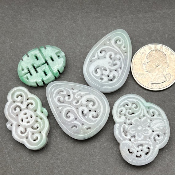 Hand carved jade charm: flowers, a symbol of tran… - image 8