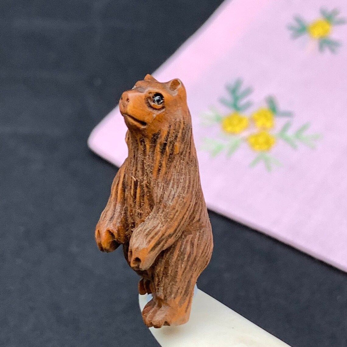 1 Hand Carved Boxwood Ojime of Bear Bear Ojime Wood Bear Etsy