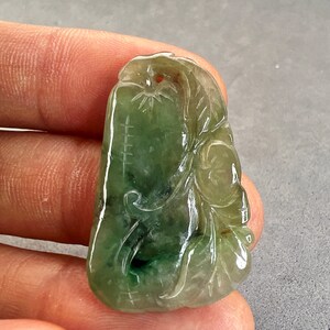 Jade carving: natural jade pendant, hand carved and polished, jade charm, natural color, Burmese jade, jadeite, fei cui, jade peach #83