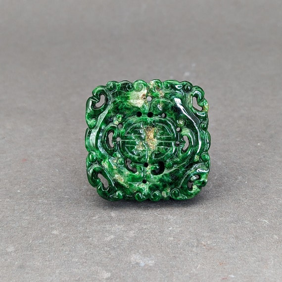 Hand carved jade charm: flowers, a symbol of tran… - image 1