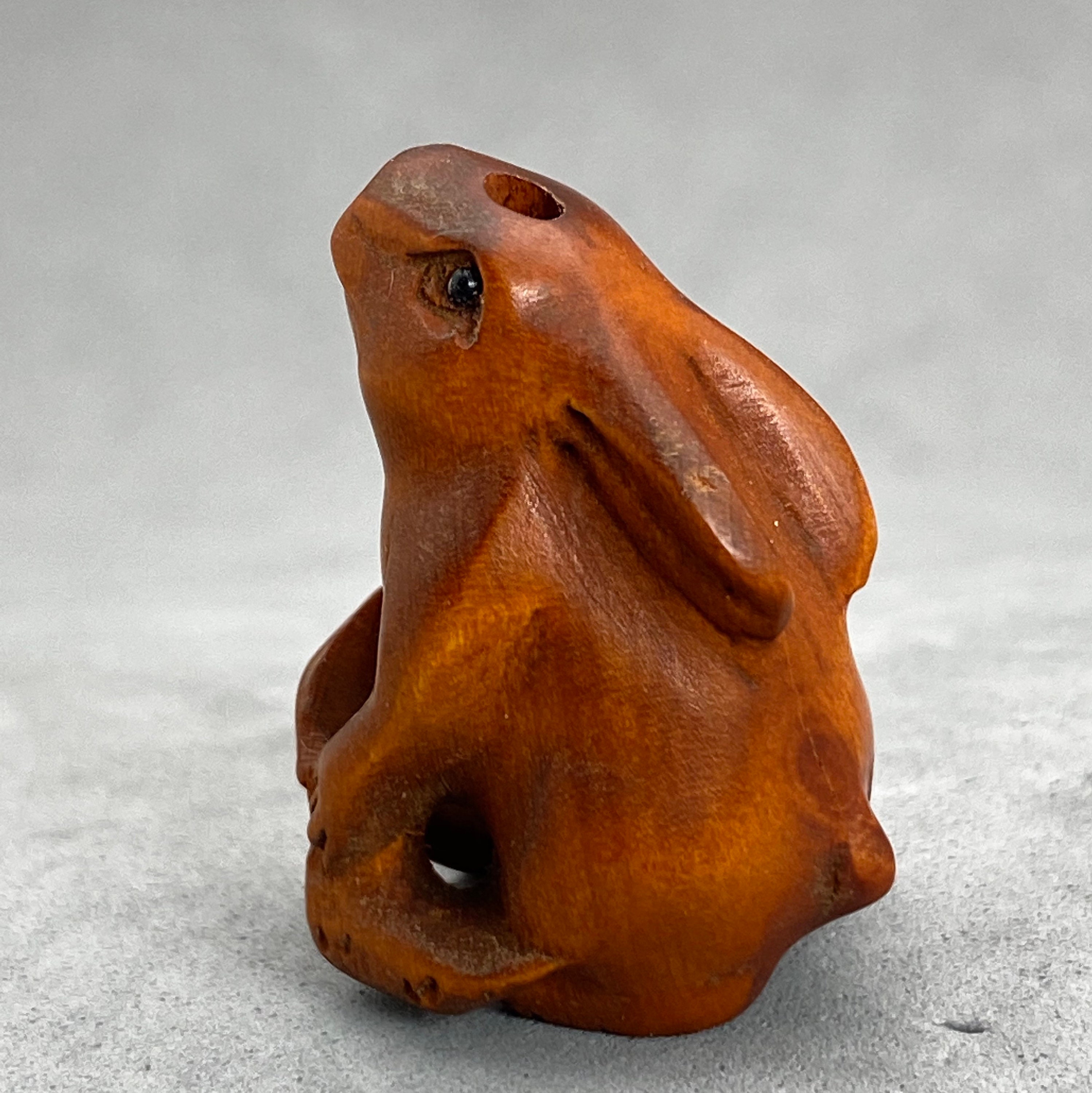 Boxwood Rabbit One Hand Carved Boxwood Ojime: Bunny, Rabbit, Hare, Year of the Hare ...