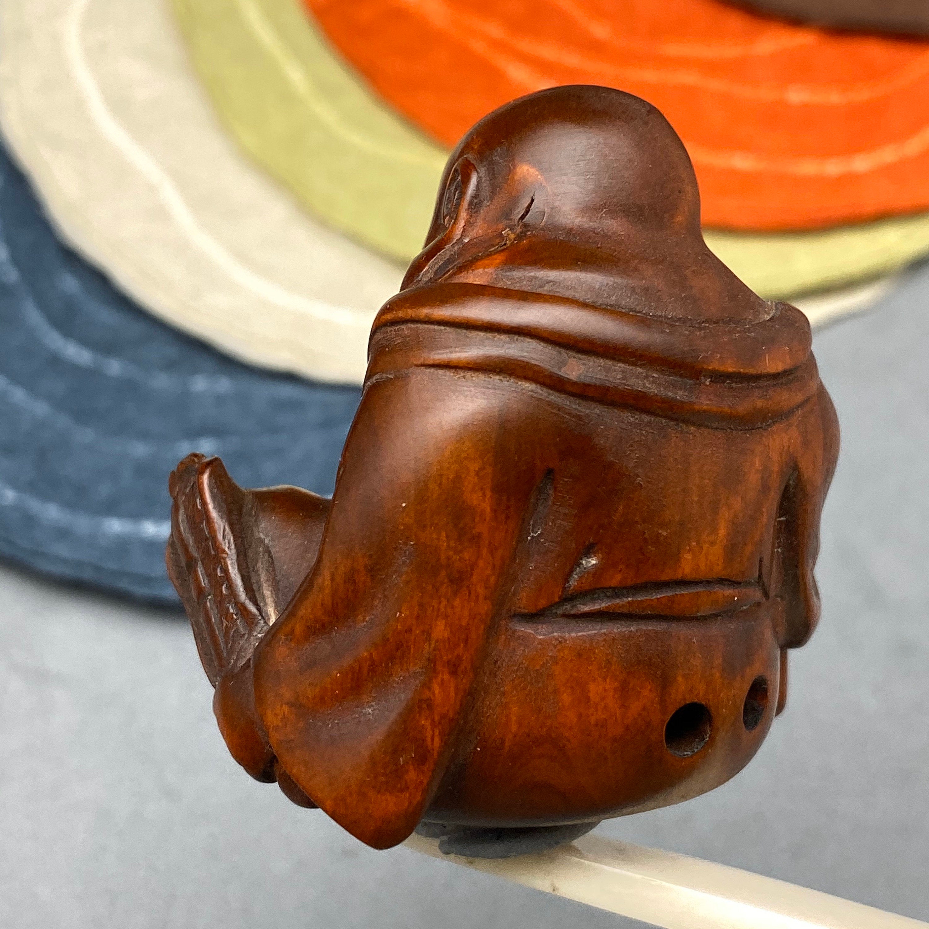 Hand Carved Boxwood Happy Buddha, Hotei, Happy Buddha