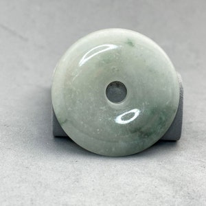 Bead Bar by Artrade: One(1) Hand polished green jade donut, green jadeite donut, natural color jadeite donut, translucent, green jade donut