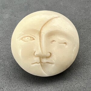 Bead Bar by Artrade: One(1) Vintage pendant hand carved bone of moon face, moon face charm, moon face pendant, sun and moon face