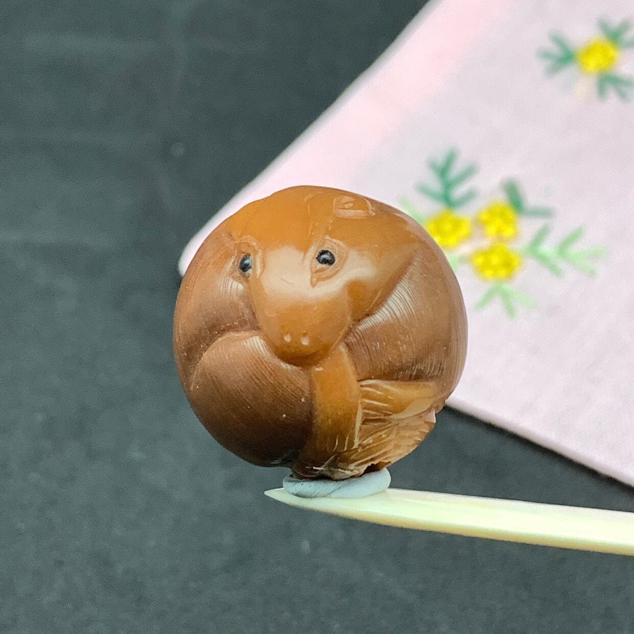 1 Hand Carved Tagua Nut Rat Netsuke, Hand Carved Phytelephas 1 Hand Carved Tagua Nut Rat Netsuke, Hand Carved Phytelephas