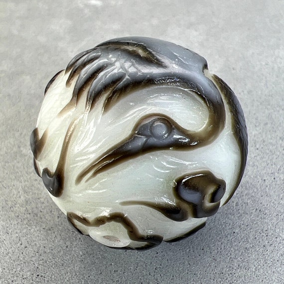 Vintage Peking Glass Overlay Peking Glass Bead Hand Carved Etsy