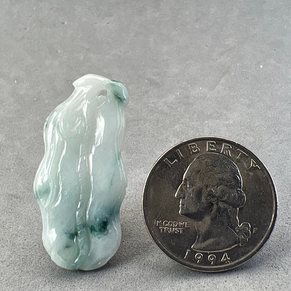 Jade carving: natural jade pendant, hand carved and polished, jade charm, natural color, Burmese jade, jadeite, fei cui, jade gourd #86 View 4