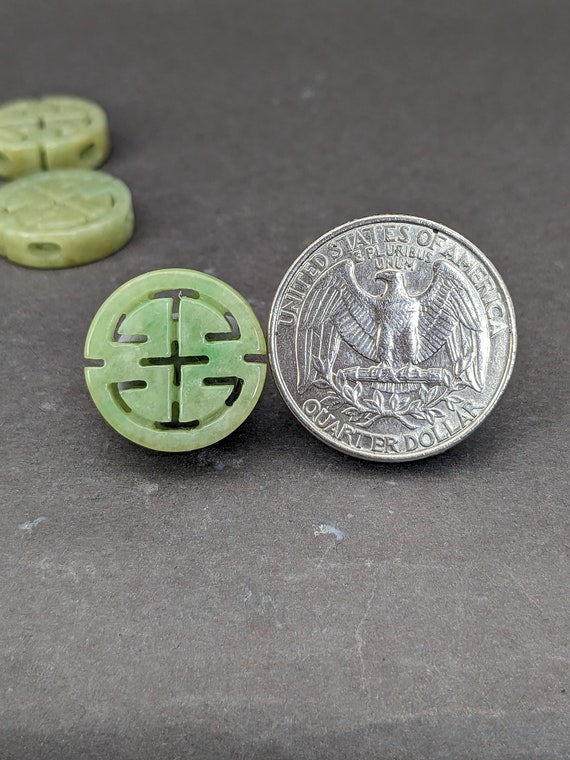 Hand carved jade charm: money coin, a symbol of h… - image 4