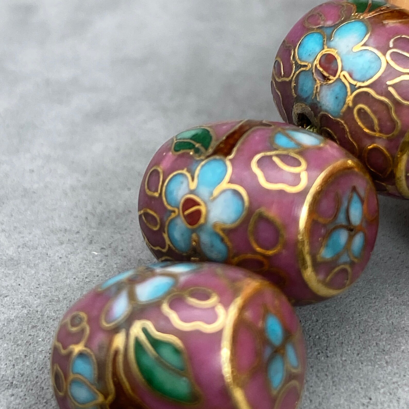 1 Vintage cloisonné beads fine details barrel shape vintage Etsy