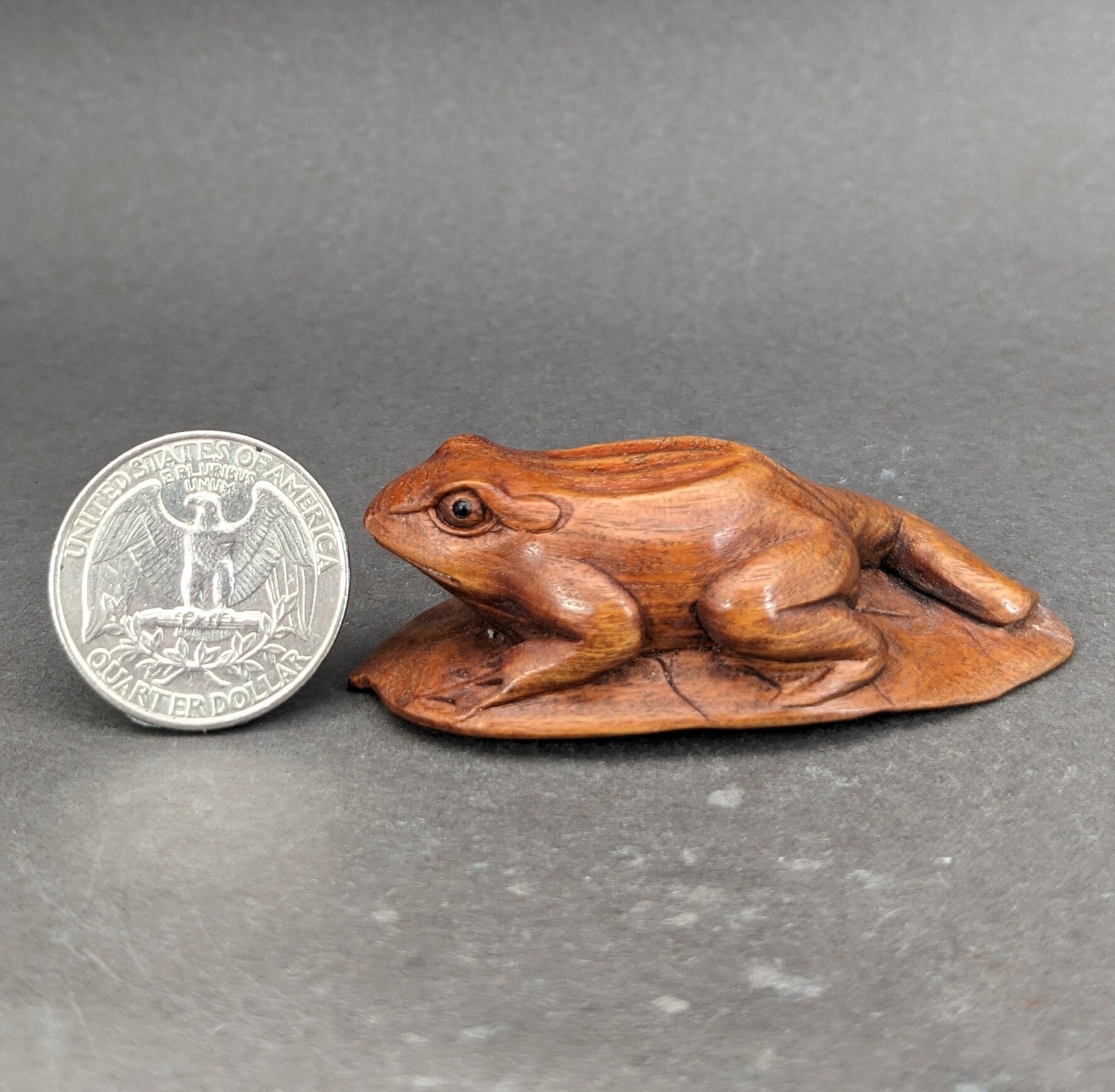 Wood Carving: One Hand Carved Boxwood Frog Charm, Boxwood Wood Carving: One Hand Carved Boxwood Frog Charm, Boxwood