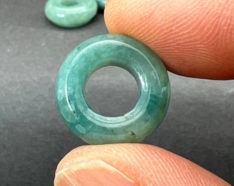 Jade charm: One(1) Jade ring, hand carved and polished jade ring, jade charm ring, green, natural color fei cui