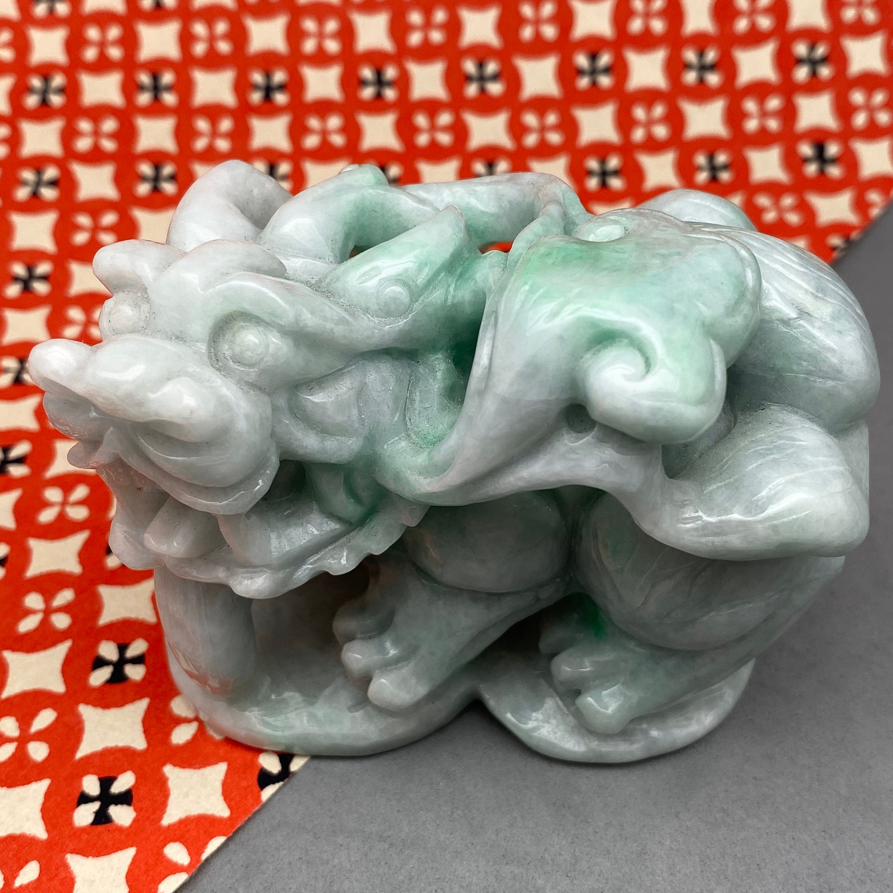 Estate sale: Vintage Hand carved Jadeite sculpture of Kirin | Etsy