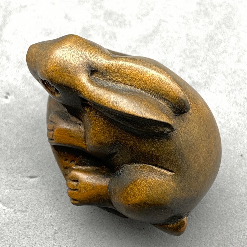 Hand Carved Boxwood Netsuke of Rabbits Year of Hare Rabbit - Etsy