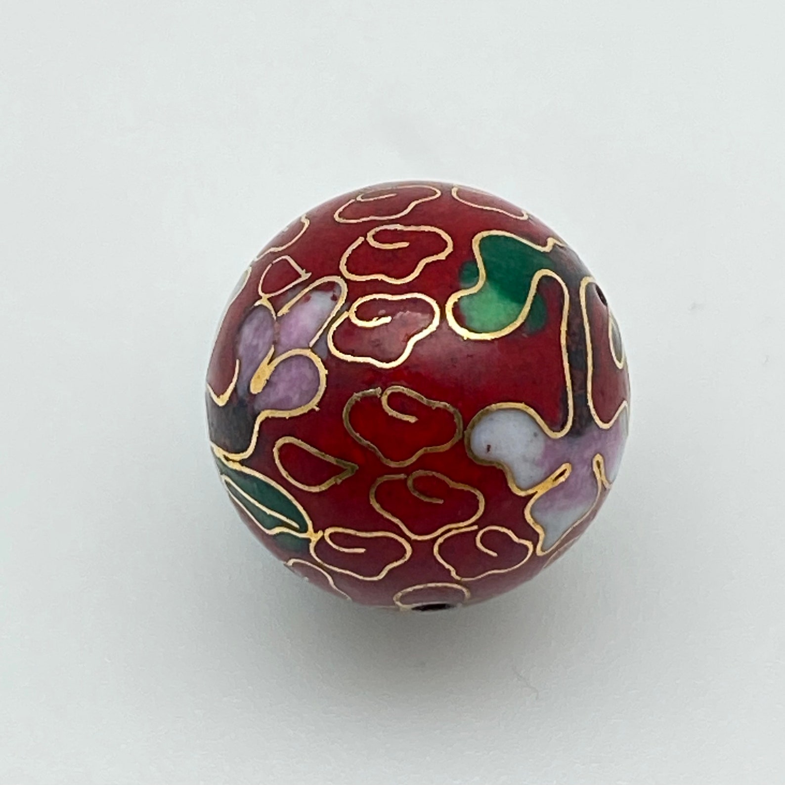 1 Vintage Cloisonné Bead Extra Fine 20mm Chinese Red Etsy