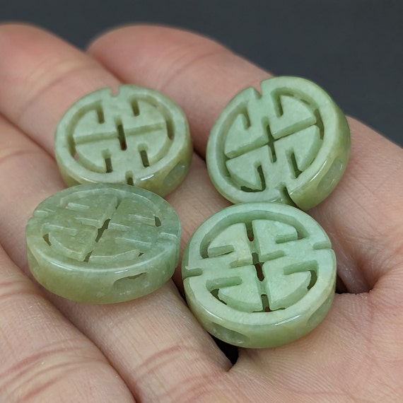 Hand carved jade charm: money coin, a symbol of h… - image 1