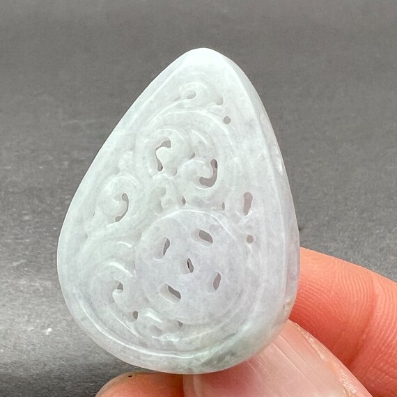 Hand carved jade charm: flowers, a symbol of tran… - image 5