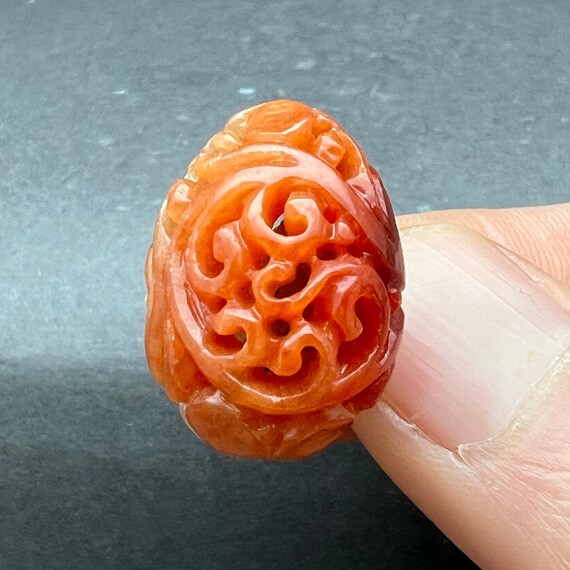 Hand carved jade charm: flowers, a symbol of tran… - image 1