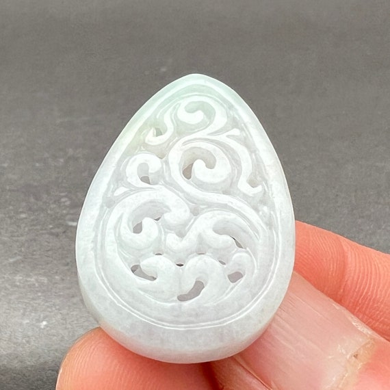 Hand carved jade charm: flowers, a symbol of tran… - image 6