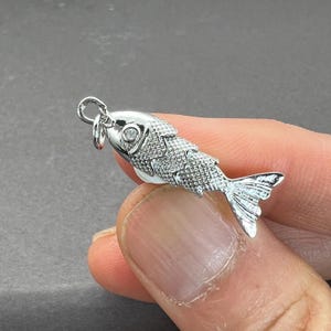 Bead Bar by Artrade: One(1) silver color articulated  fish charm, fish charm, handmade, articulated fish charm, harmony and abundant
