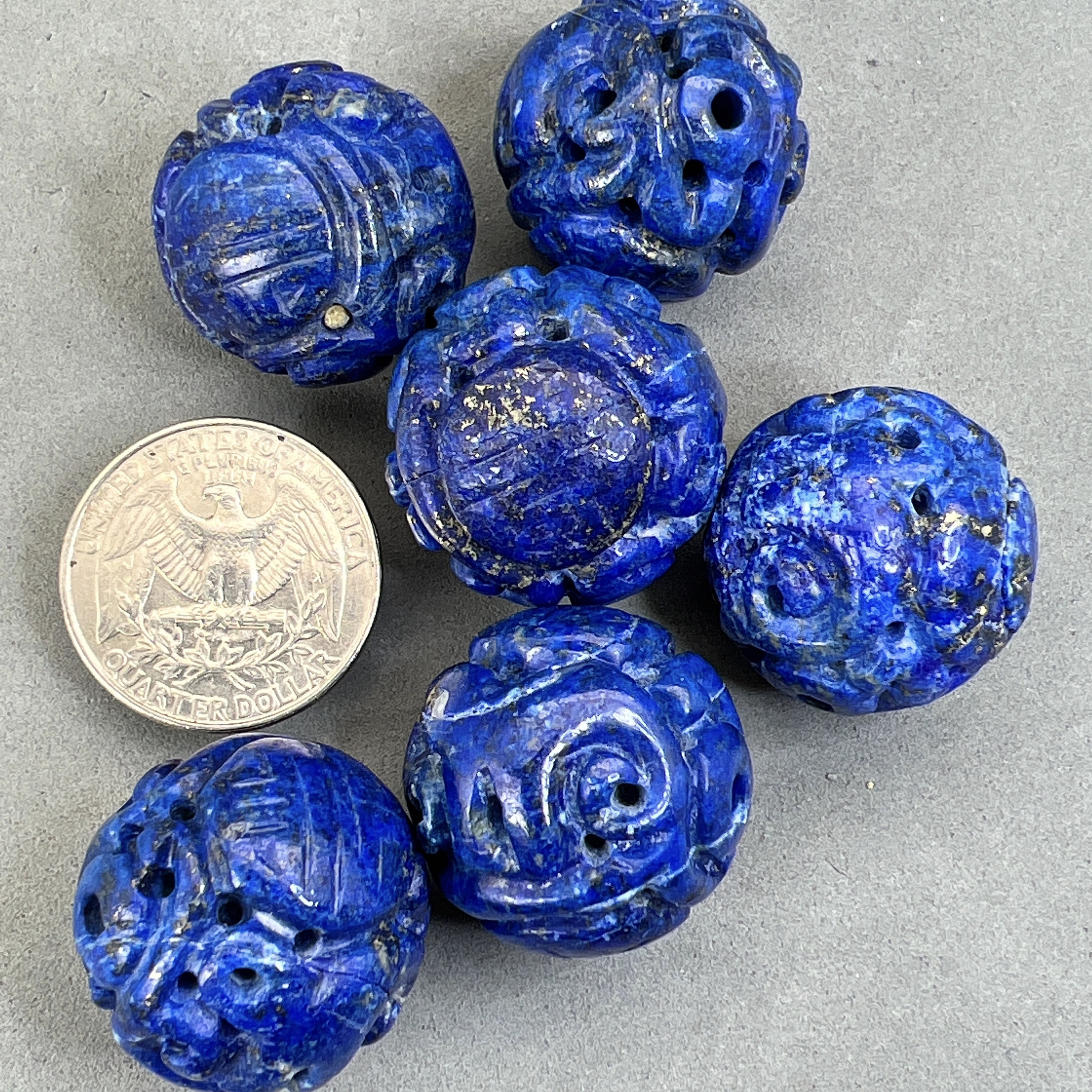Carved lapis beads discount