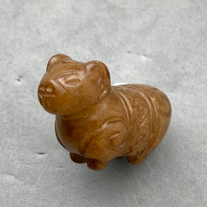 1 Vintage Hand carved brown jade ram charm, brown jade sheep beads, year of the ram, brown nephrite jade ram beads