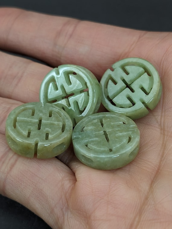 Hand carved jade charm: money coin, a symbol of h… - image 2