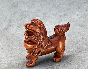 柘植根付「籠の中のうさぎ」 ツゲの木彫り 豊穣と幸運の象徴 - Etsy 日本