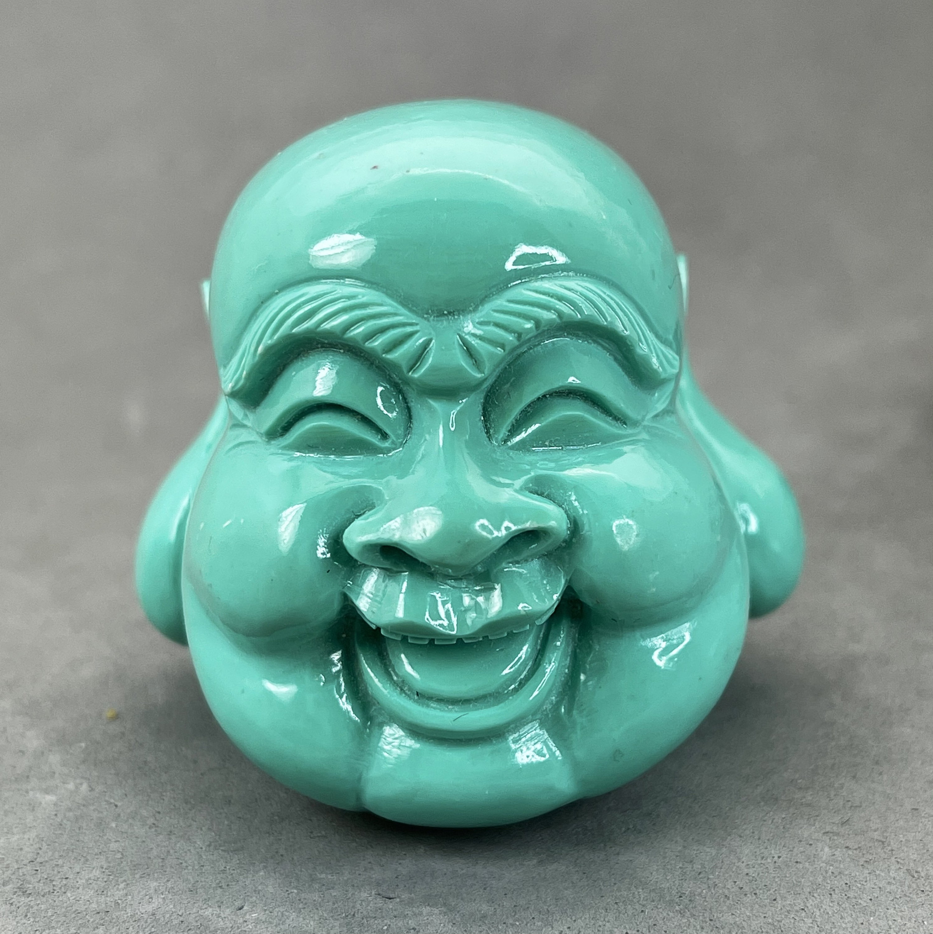 Resin Turquoise Blue Buddha Head With Wood Stand Happiness Etsy