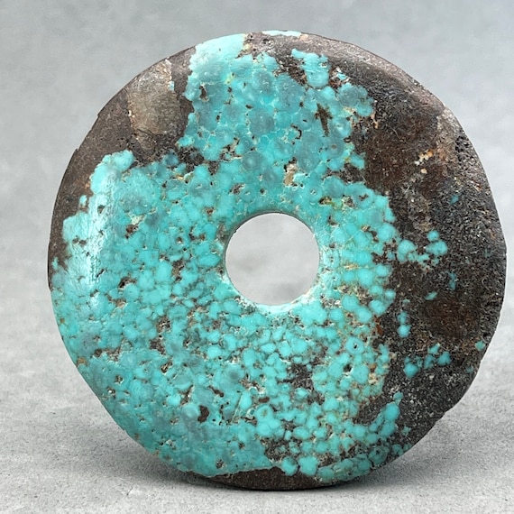 One vintage turquoise donut, natural color, hand p