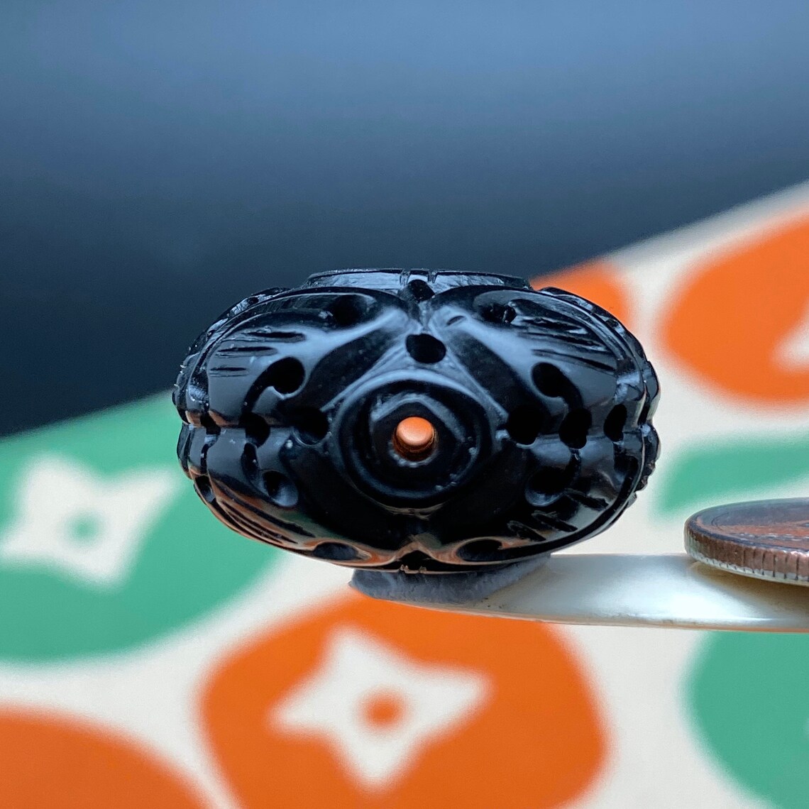 1 Vintage Jet Bead Hand Carved Black Jet Bead of Longevity Etsy