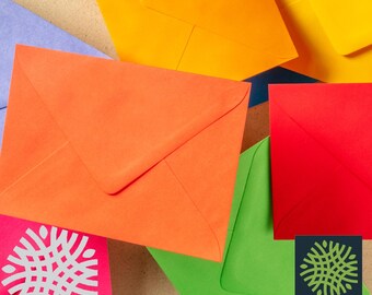 50 pack x C6 Assorted Mixed Colours 100gsm Envelopes - 6 x 4" - 114 x 162mm - Premium Quality - Crafting, Cardmaking, Invites