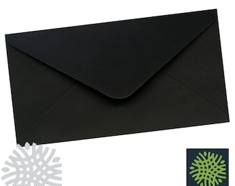 DL Black 100gsm Envelopes - 4 x 8" - 110 x 220mm - Premium Quality Jet Black Wedding style envelopes Gummed closure Home paper Crafting