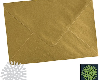 C6 Metallic Gold 100gsm Envelopes - 6 x 4" - 114 x 162mm - Premium Quality Gummed Seal Christmas Card Envelopes Wedding style Pearlescent